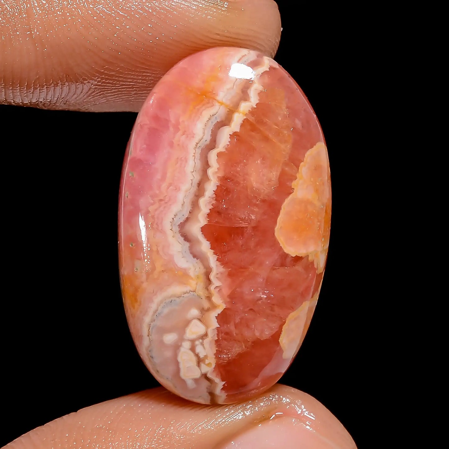 Rhodochrosite Oval Shape Cabochon Loose Gemstone Natural 32 Ct. 27X16X5 mm V-6739