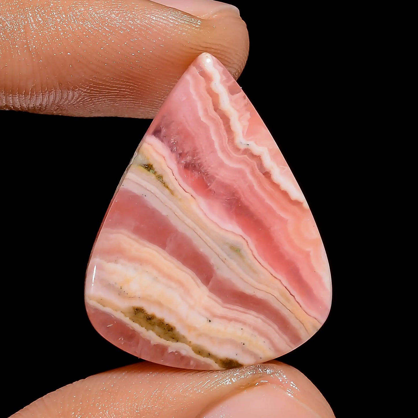 Rhodochrosite Pear Shape Cabochon Loose Gemstone Natural 25.5 Ct. 27X21X3 mm V-6744