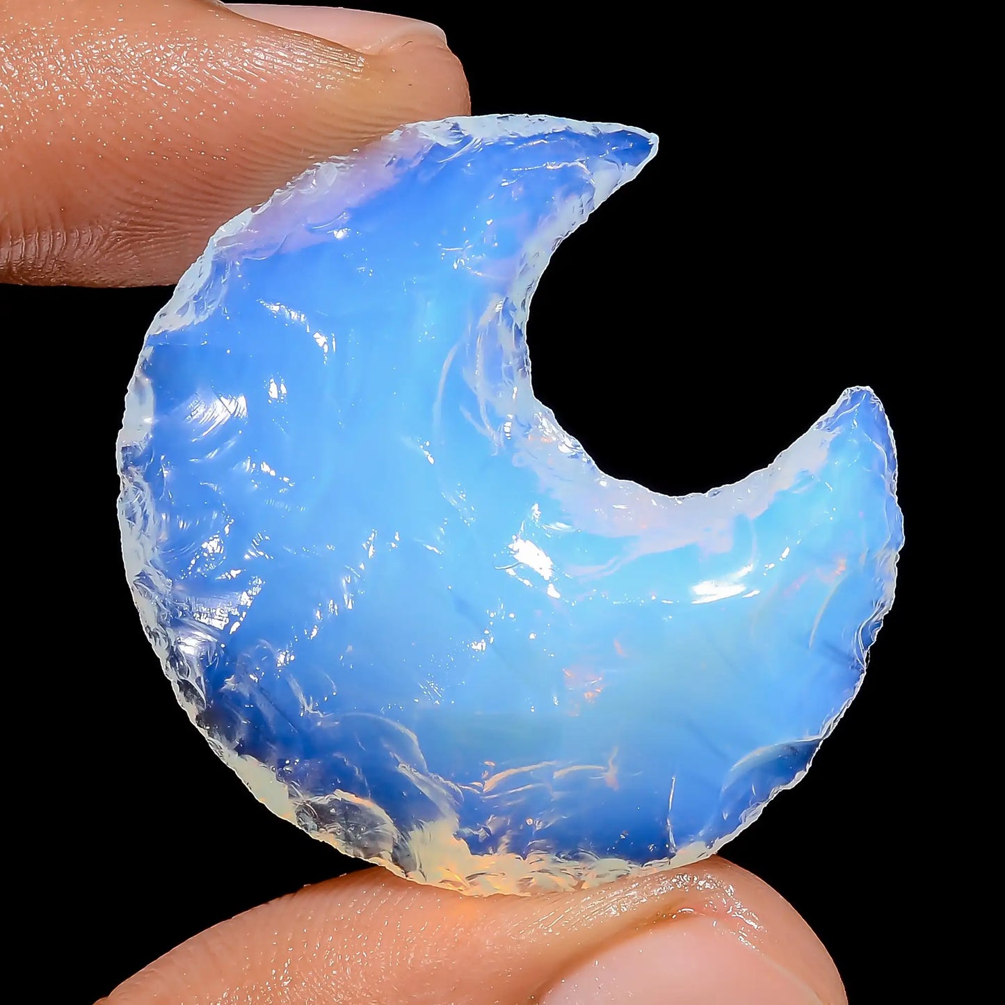Opalite Crescent Moon Shape Rough Loose Gemstone 32 Ct. 32X30X7 mm V-6796
