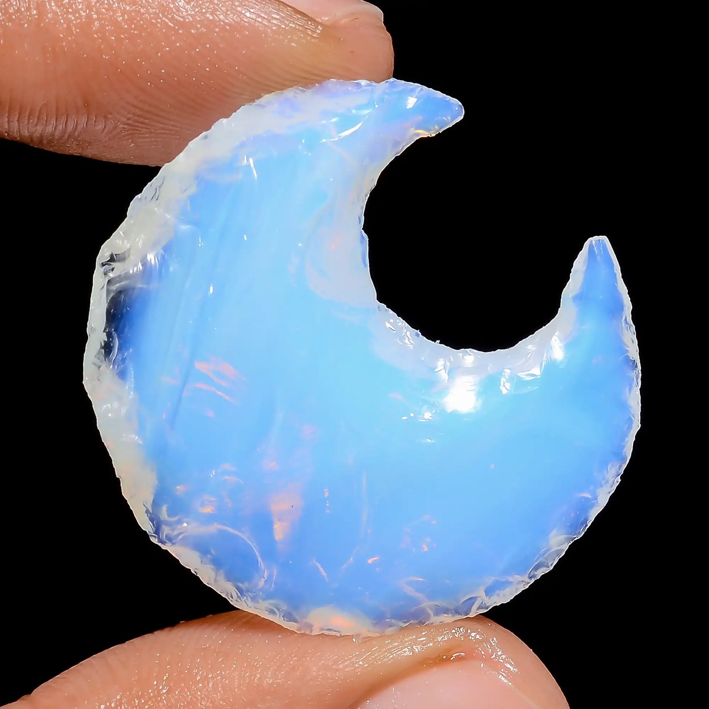 Opalite Crescent Moon Shape Rough Loose Gemstone 27 Ct. 31X29X6 mm V-6798