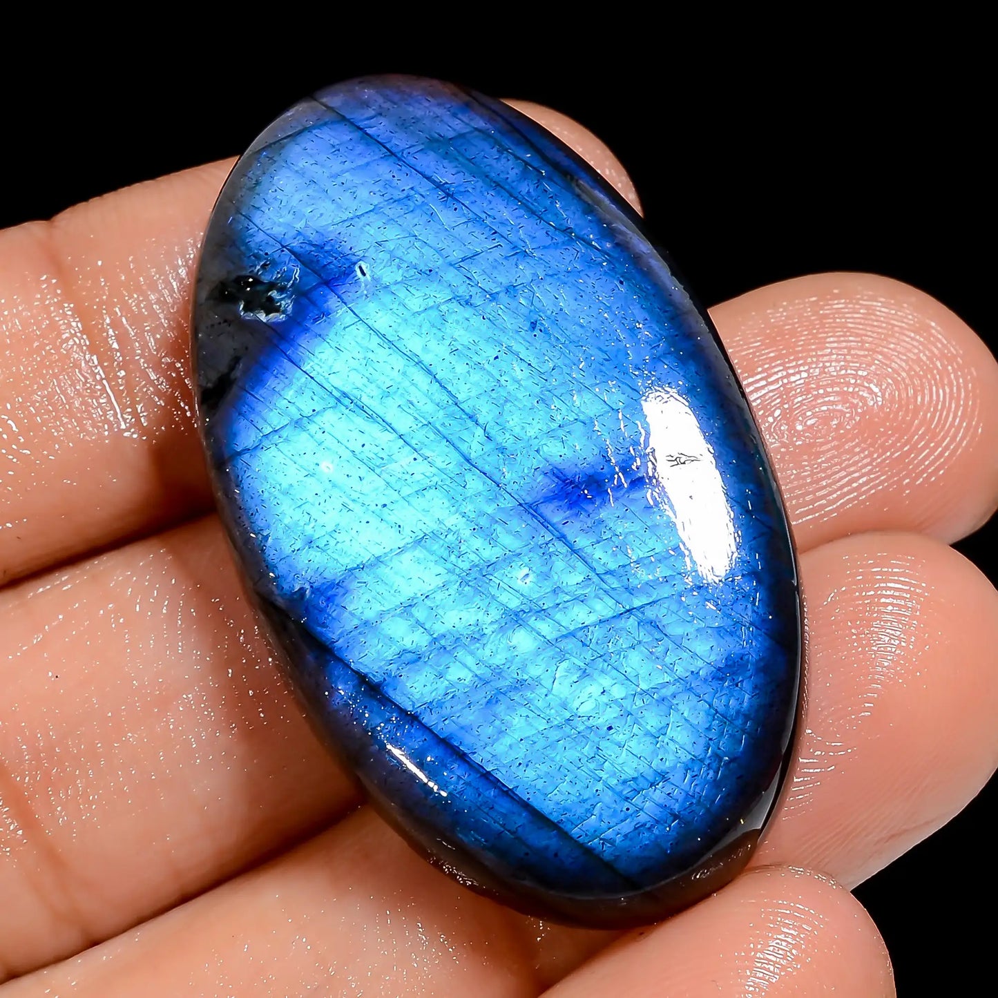 Blue Labradorite Oval Shape Cabochon Loose Gemstone Natural 56.5 Ct. 38X22X7 mm V-6864