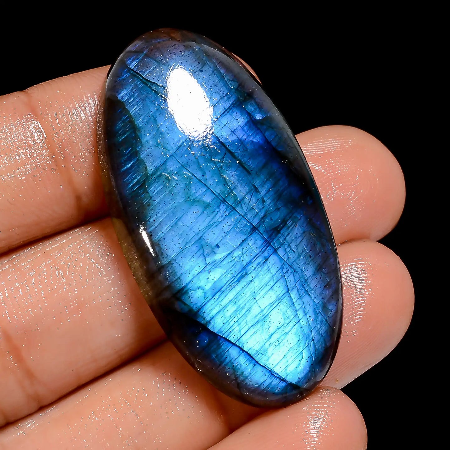 Blue Labradorite Oval Shape Cabochon Loose Gemstone Natural 49 Ct. 40X20X6 mm V-6867