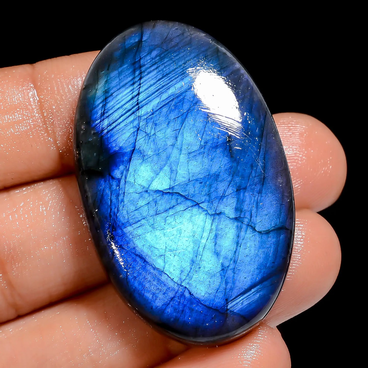 Blue Labradorite Oval Shape Cabochon Loose Gemstone Natural 78 Ct. 40X25X8 mm V-6878