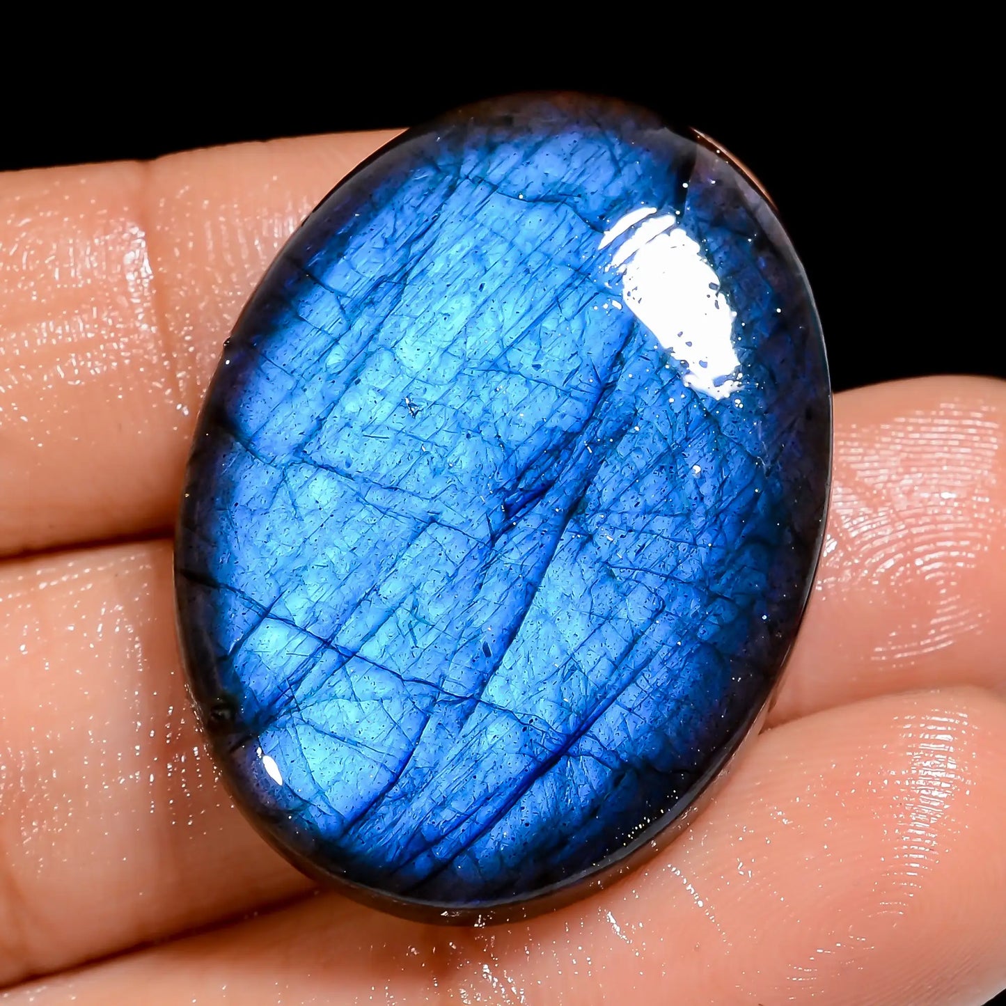 Blue Labradorite Oval Shape Cabochon Loose Gemstone Natural 44 Ct. 32X24X6 mm V-6879