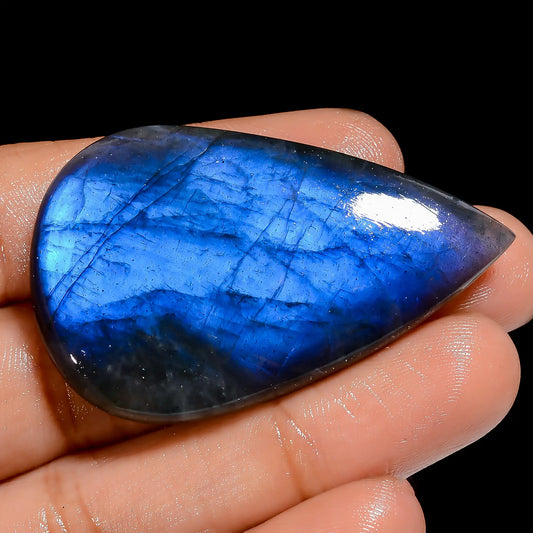 Blue Labradorite Pear Shape Cabochon Loose Gemstone Natural 76 Ct. 48X30X7 mm V-6886