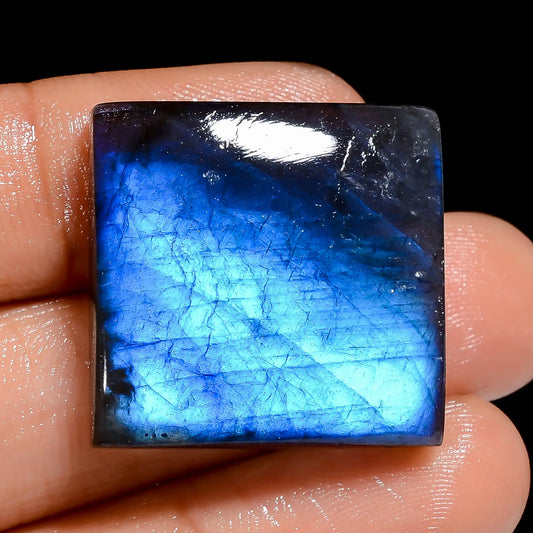 Blue Labradorite Square Shape Cabochon Loose Gemstone Natural 46.5 Ct. 24X23X7 mm V-6887