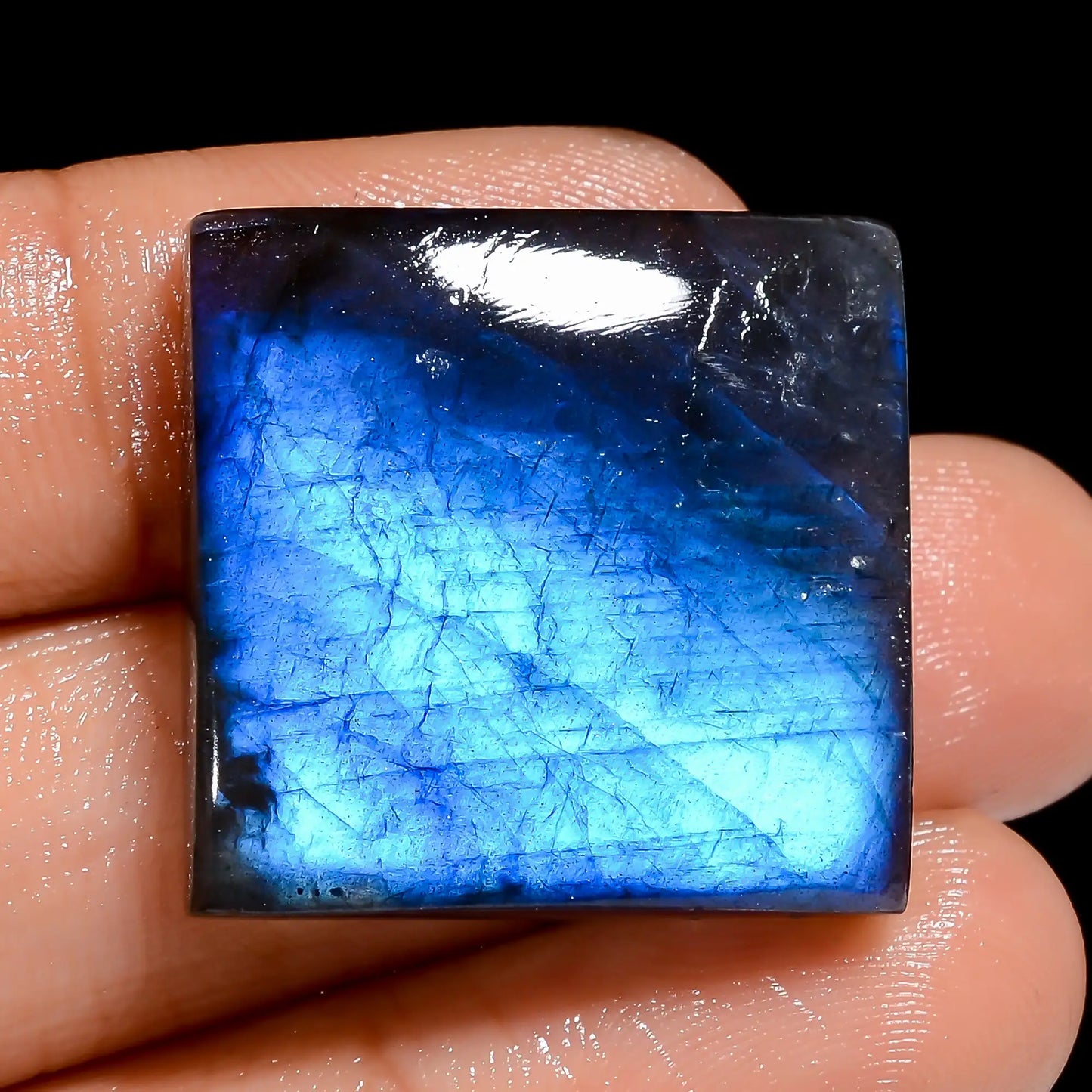 Blue Labradorite Square Shape Cabochon Loose Gemstone Natural 46.5 Ct. 24X23X7 mm V-6887