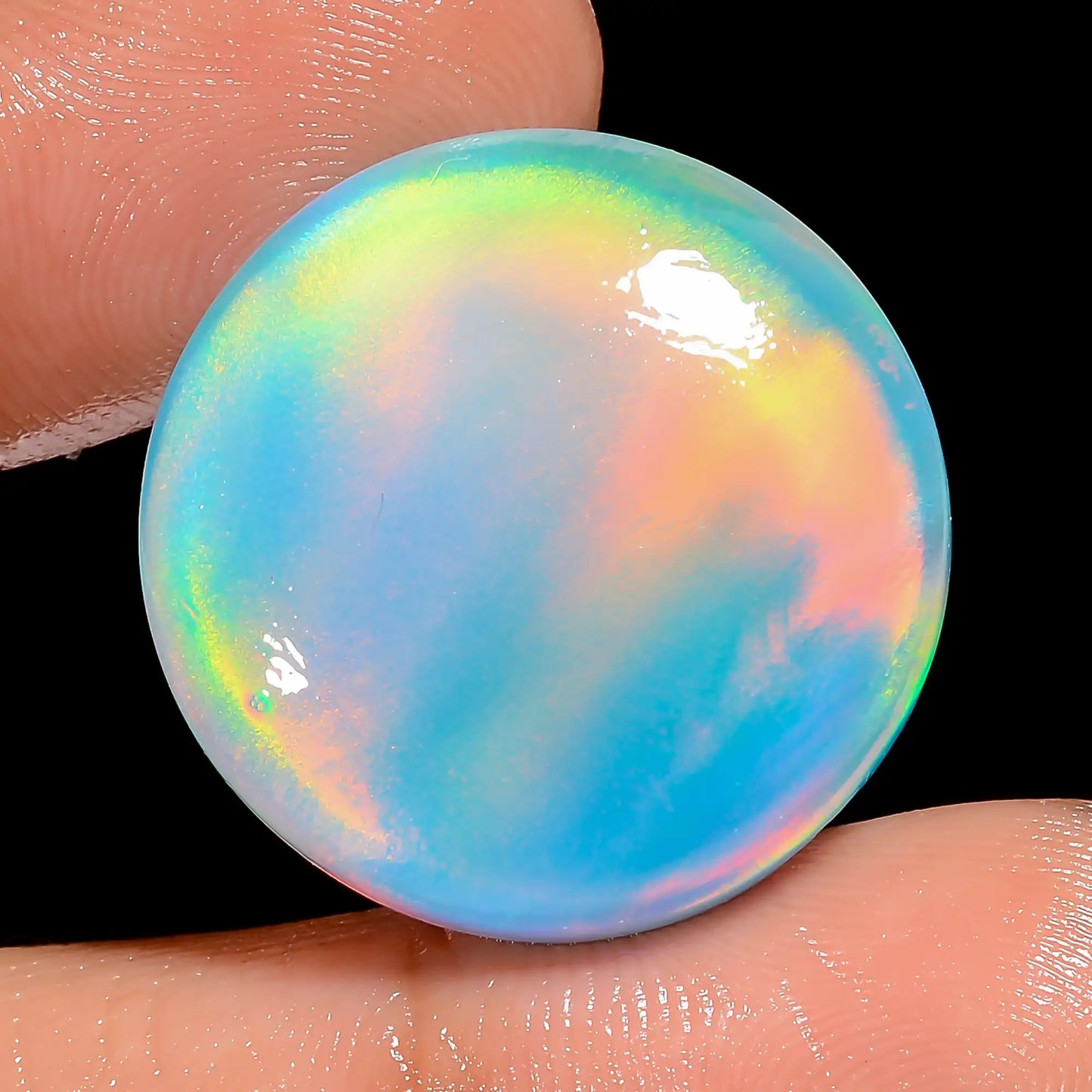 Aurora Opal Round Shape Cabochon Loose Gemstone 27.5 Ct. 24X24X7 mm V-6917