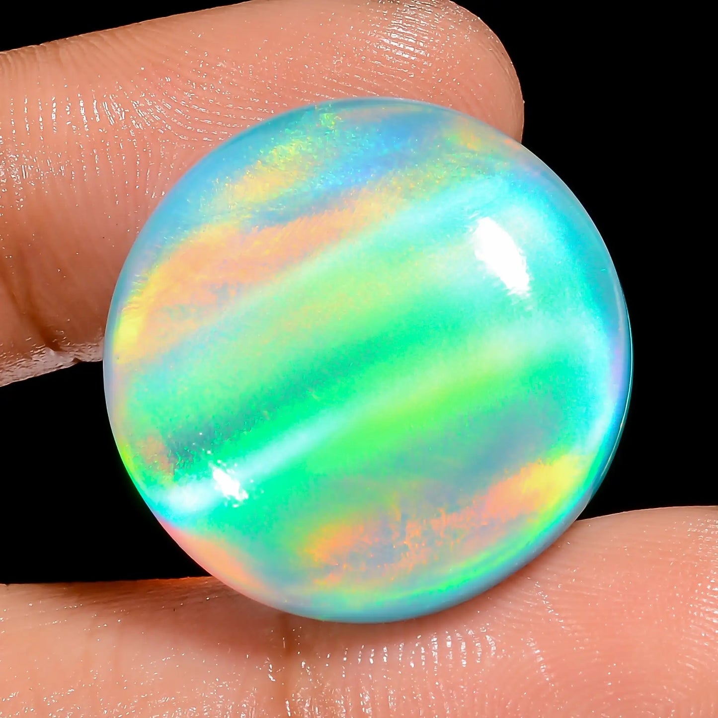 Aurora Opal Round Shape Cabochon Loose Gemstone 27 Ct. 23X23X6 mm V-6923