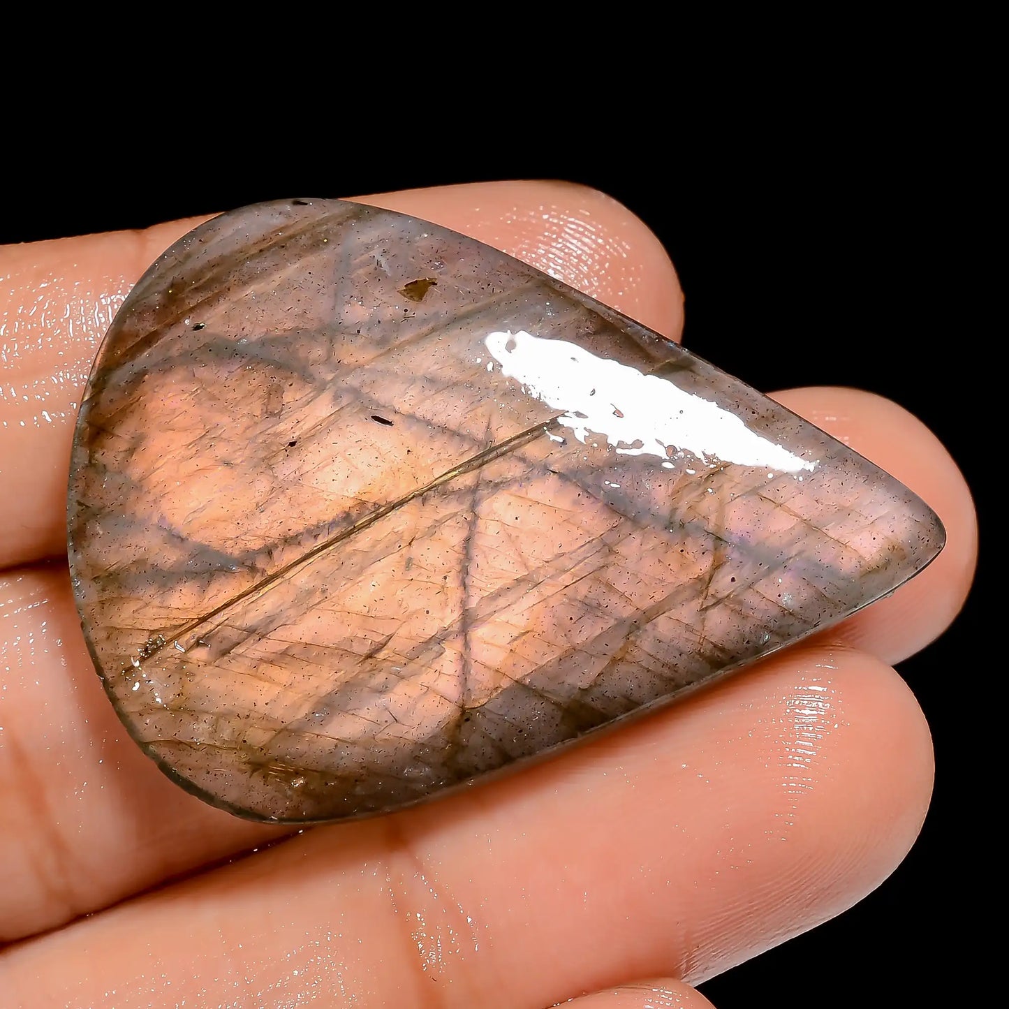 Golden Labradorite Pear Shape Cabochon Loose Gemstone Natural 41.5 Ct. 39X28X5 mm V-6935