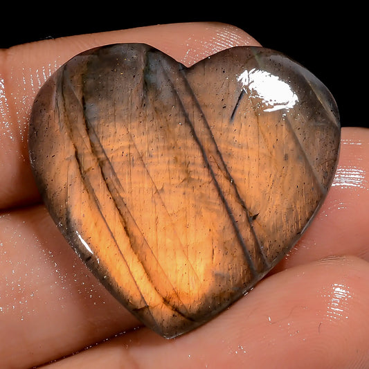 Labradorite Heart Shape Cabochon Loose Gemstone Natural 23.5 Ct. 27X27X3 mm V-7015