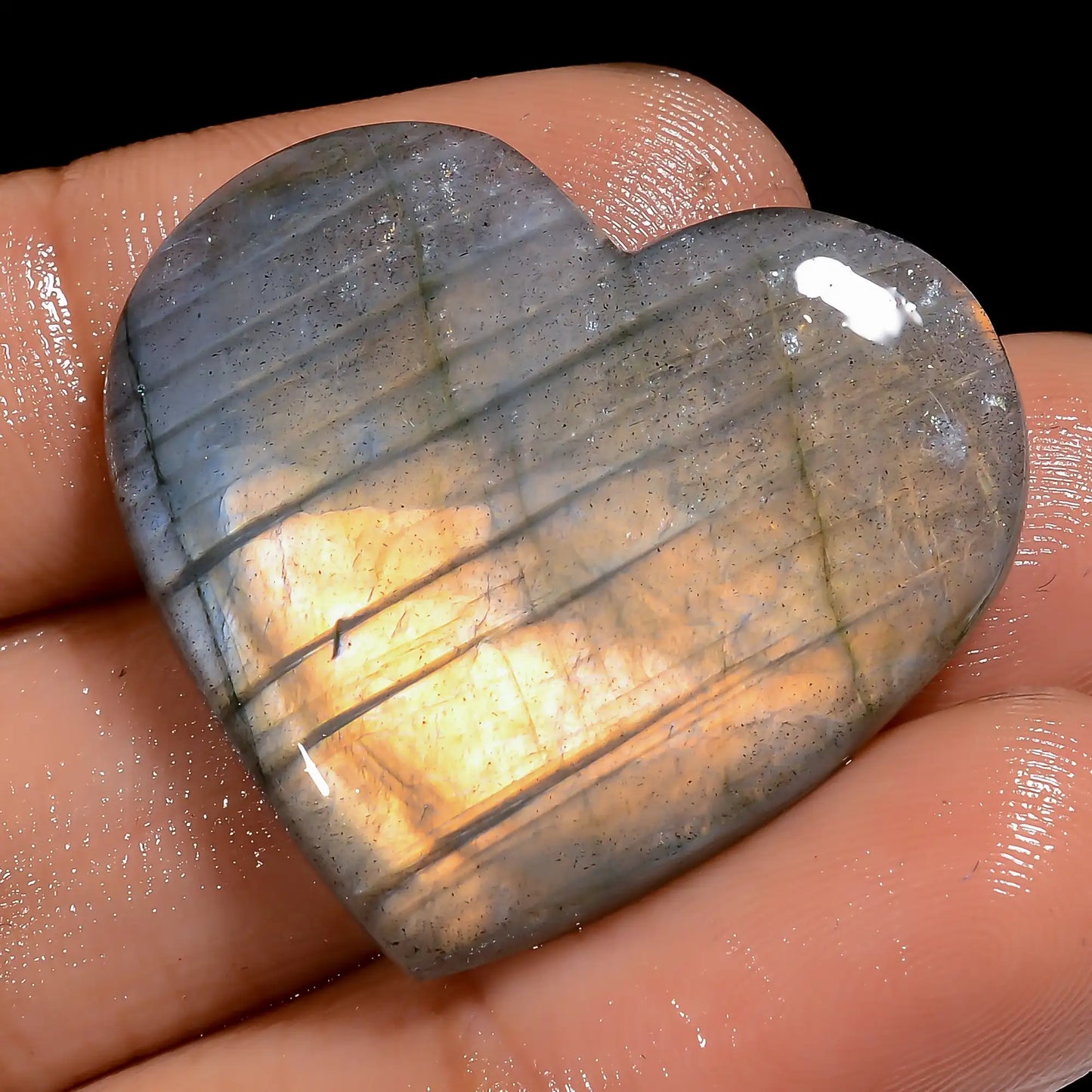 Labradorite Heart Shape Cabochon Loose Gemstone Natural 31 Ct. 26X29X4 mm V-7023