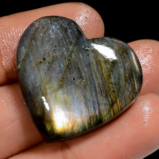 Labradorite Heart Shape Cabochon Loose Gemstone Natural 41 Ct. 25X27X6 mm V-7024