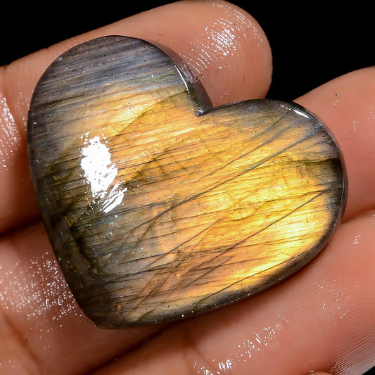 Labradorite Heart Shape Cabochon Loose Gemstone Natural 37 Ct. 25X29X5 mm V-7035