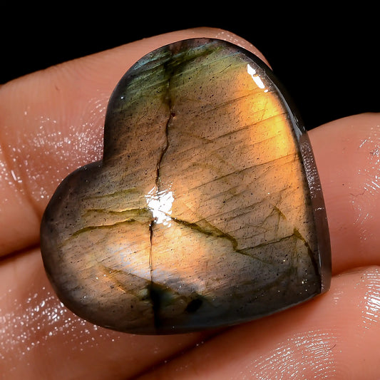 Labradorite Heart Shape Cabochon Loose Gemstone Natural 36 Ct. 23X26X5 mm V-7036