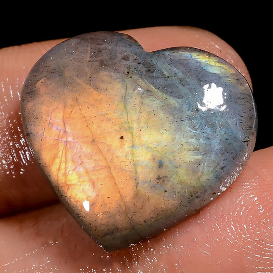 Labradorite Heart Shape Cabochon Loose Gemstone Natural 18 Ct. 17X20X5 mm V-7043