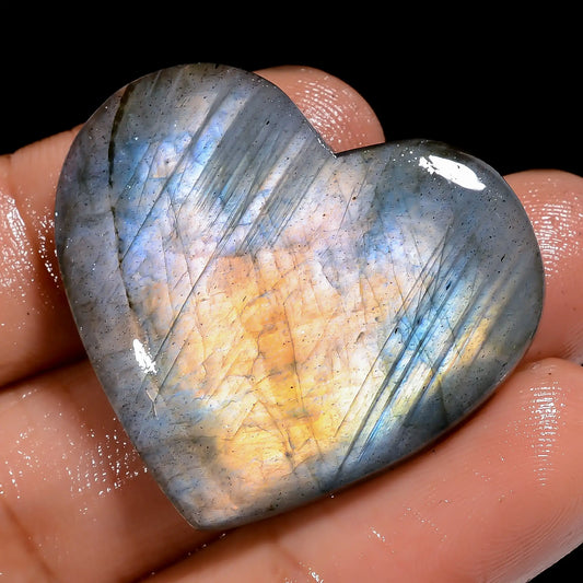 Labradorite Heart Shape Cabochon Loose Gemstone Natural 45.5 Ct. 28X32X5 mm V-7044