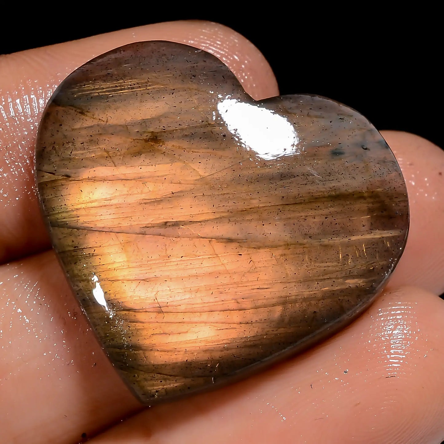Labradorite Heart Shape Cabochon Loose Gemstone Natural 34 Ct. 24X27X5 mm V-7061