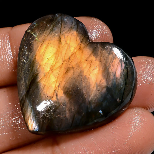 Labradorite Heart Shape Cabochon Loose Gemstone Natural 54 Ct. 27X30X7 mm V-7064