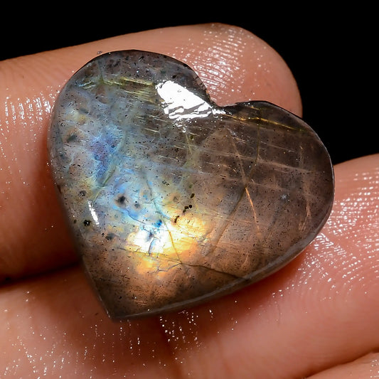 Labradorite Heart Shape Cabochon Loose Gemstone Natural 17 Ct. 16X19X5 mm V-7080