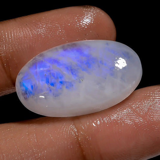 Rainbow Moonstone Oval Shape Cabochon Loose Gemstone Natural 24.5 Ct. 25X14X6 mm V-7087