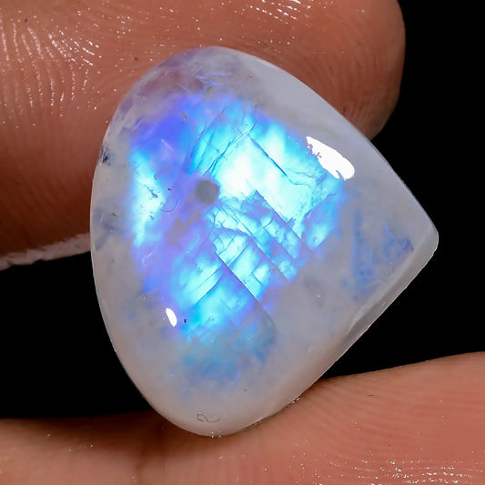 Rainbow Moonstone Heart Shape Cabochon Loose Gemstone Natural 15.5 Ct. 16X18X5 mm V-7088