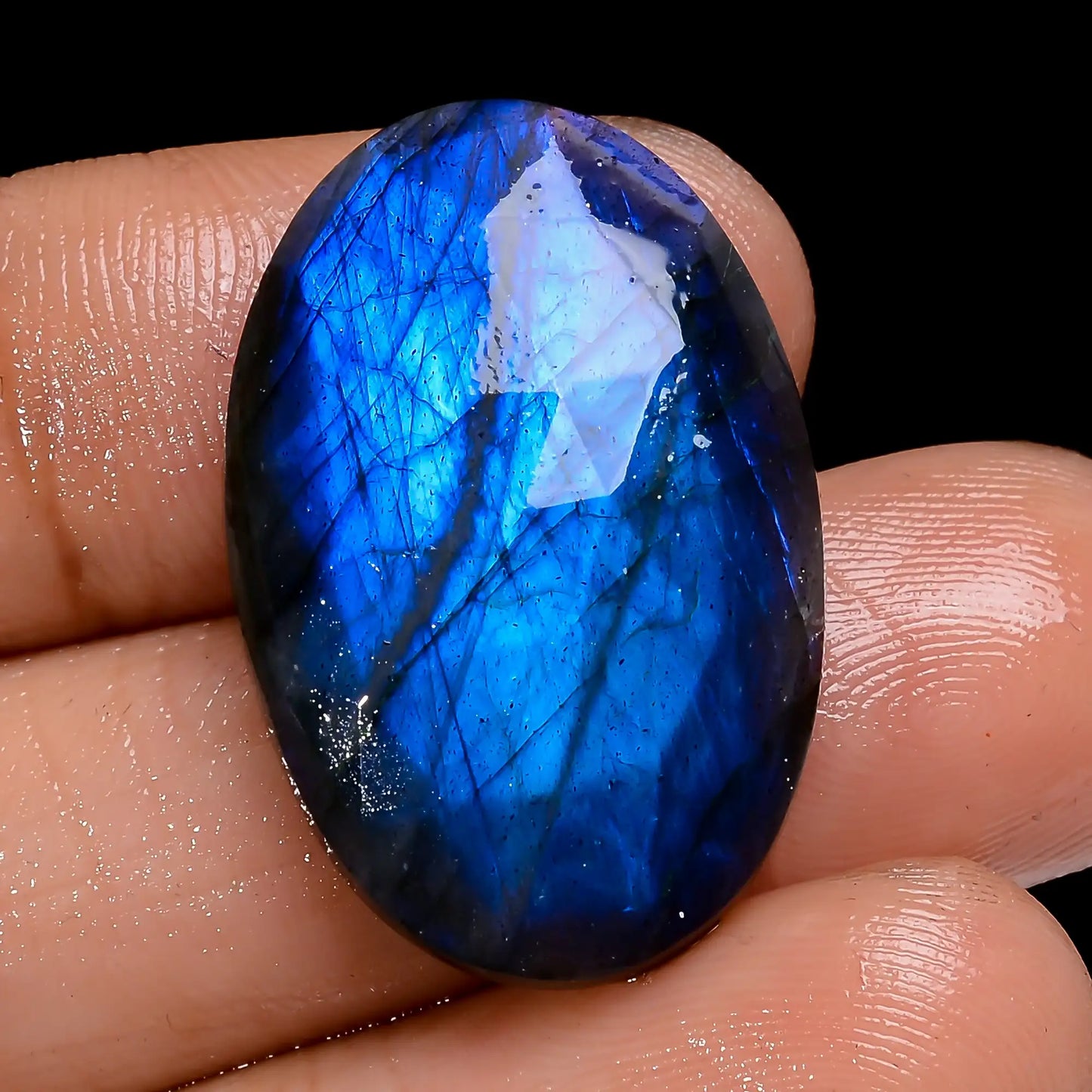 Blue Labradorite Oval Shape Faceted Loose Gemstone Natural 23 Ct. 26X17X5 mm V-7115