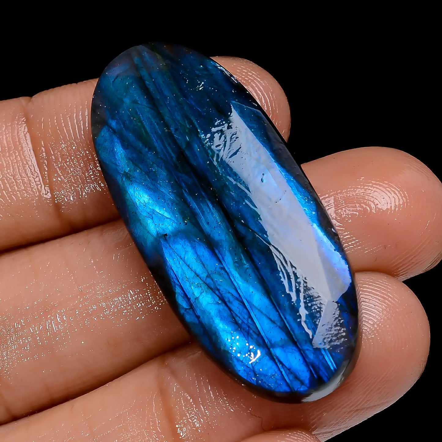 Blue Labradorite Oval Shape Faceted Loose Gemstone Natural 39 Ct. 38X16X5 mm V-7116