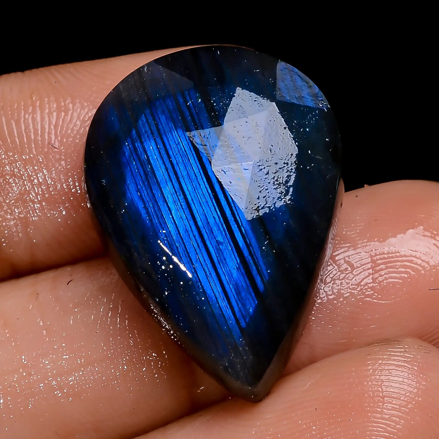 Blue Labradorite Pear Shape Faceted Loose Gemstone Natural 29 Ct. 24X17X7 mm V-7126