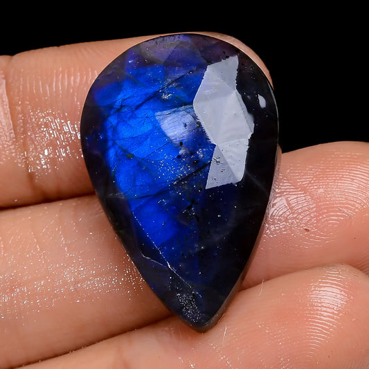 Blue Labradorite Pear Shape Faceted Loose Gemstone Natural 25 Ct. 26X17X5 mm V-7132