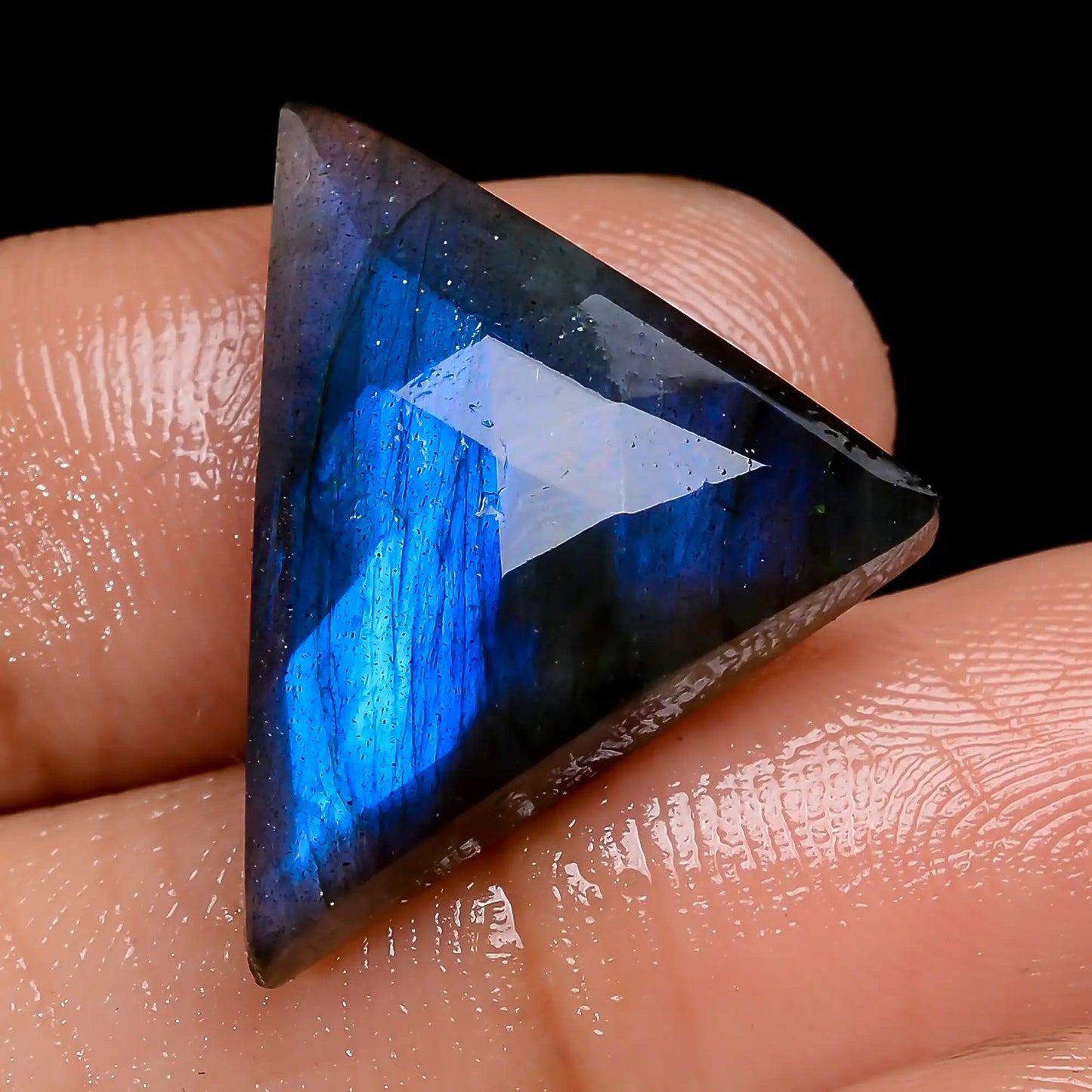 Blue Labradorite Triangle Shape Faceted Loose Gemstone Natural 16 Ct. 22X16X6 mm V-7135