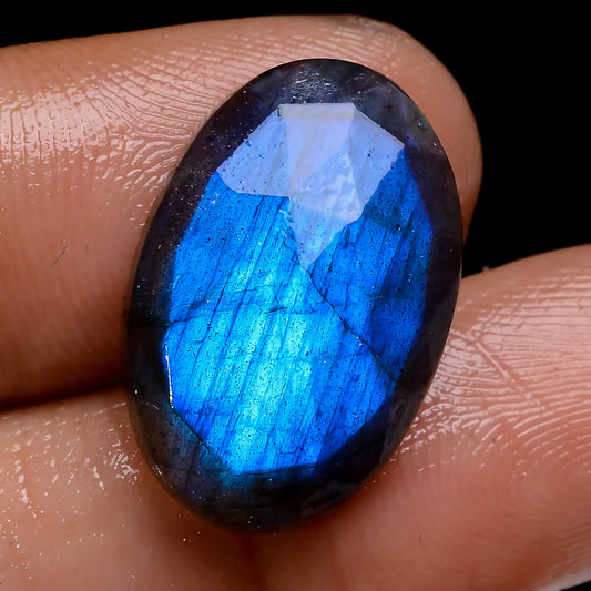Blue Labradorite Oval Shape Faceted Loose Gemstone Natural 11 Ct. 19X12X4 mm V-7137