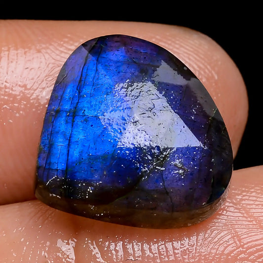 Blue Labradorite Heart Shape Faceted Loose Gemstone Natural 10.5 Ct. 14X15X4 mm V-7139
