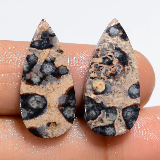 Viper Skin Pear Shape Cabochon Loose Gemstone Pair Natural 13 Ct. 22X10X3 mm V-7197