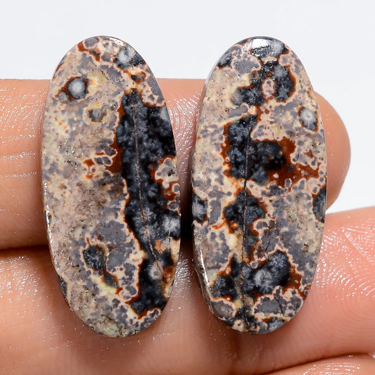 Viper Skin Oval Shape Cabochon Loose Gemstone Pair Natural 20 Ct. 25X11X3 mm V-7198