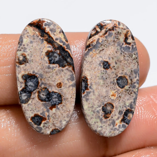 Viper Skin Oval Shape Cabochon Loose Gemstone Pair Natural 21 Ct. 23X10X3 mm V-7200