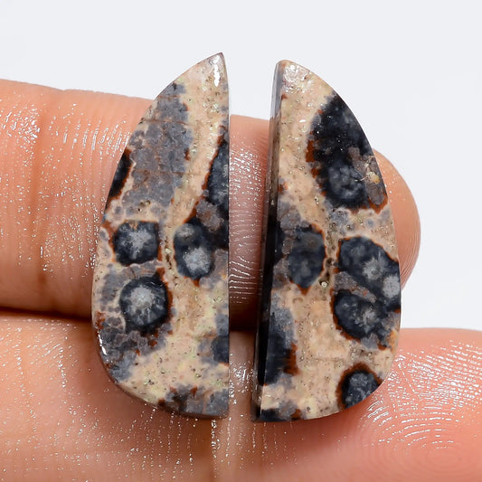 Viper Skin Fancy Shape Cabochon Loose Gemstone Pair Natural 14 Ct. 22X8X3 mm V-7201
