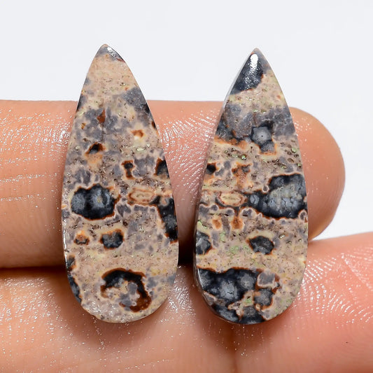 Viper Skin Pear Shape Cabochon Loose Gemstone Pair Natural 12.5 Ct. 23X9X2 mm V-7203