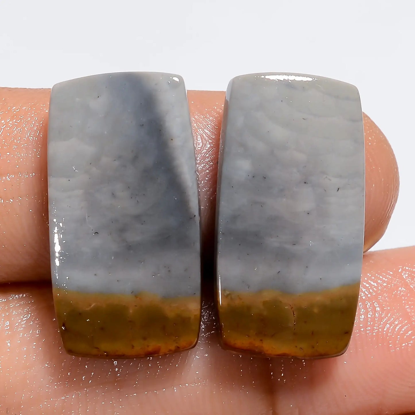 Polychrome Jasper Radiant Shape Cabochon Loose Gemstone Pair Natural 19.5 Ct. 21X10X2 mm V-7239