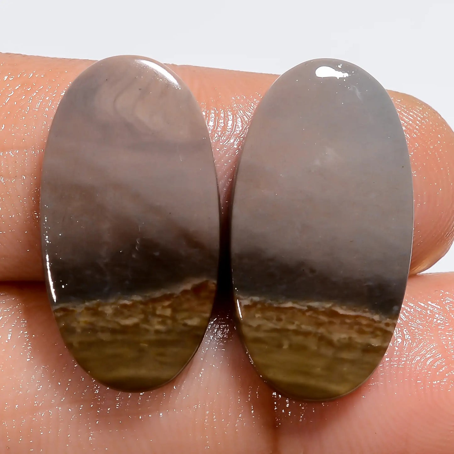 Polychrome Jasper Oval Shape Cabochon Loose Gemstone Pair Natural 15.5 Ct. 20X10X3 mm V-7242