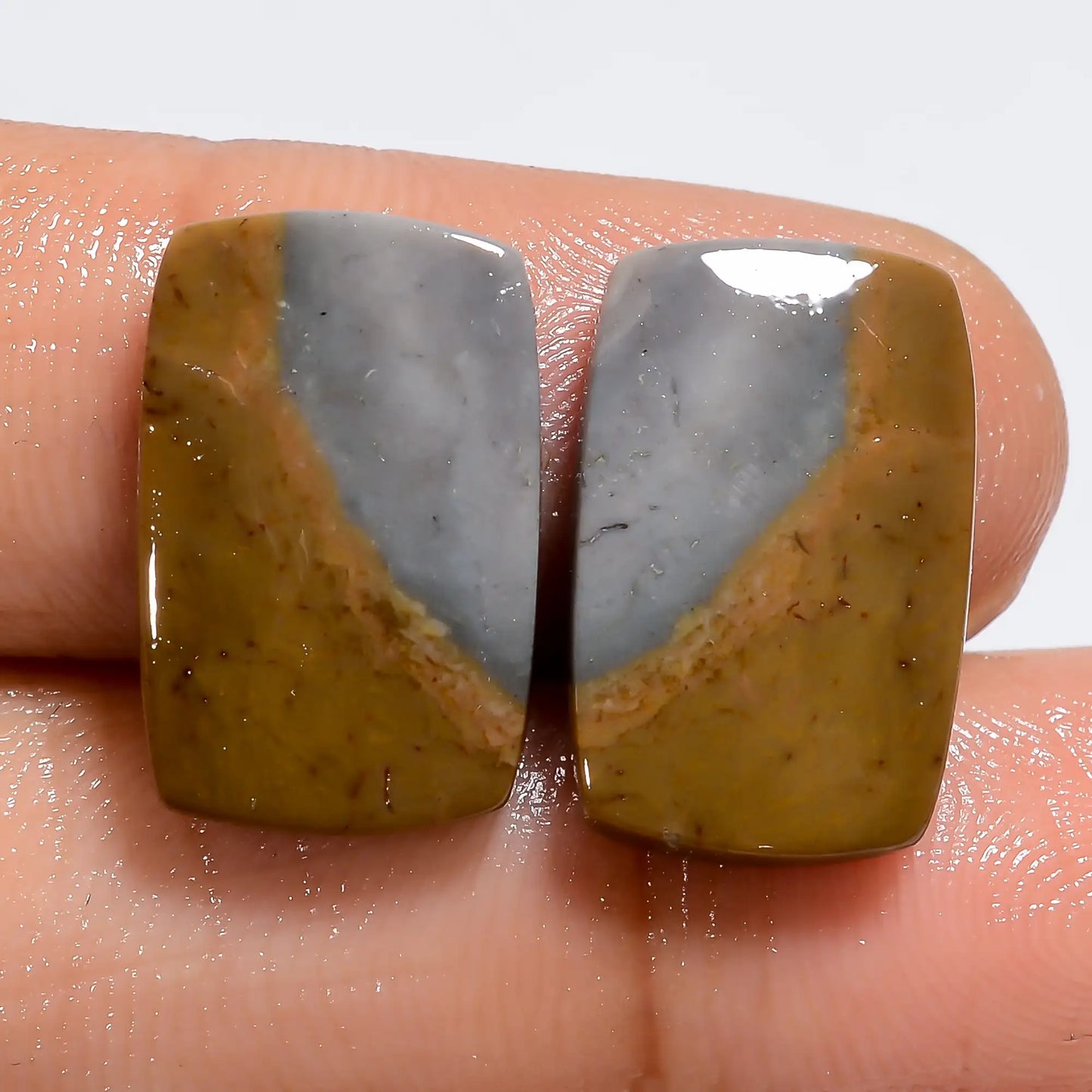 Polychrome Jasper Radiant Shape Cabochon Loose Gemstone Pair Natural 14 Ct. 16X10X2 mm V-7243