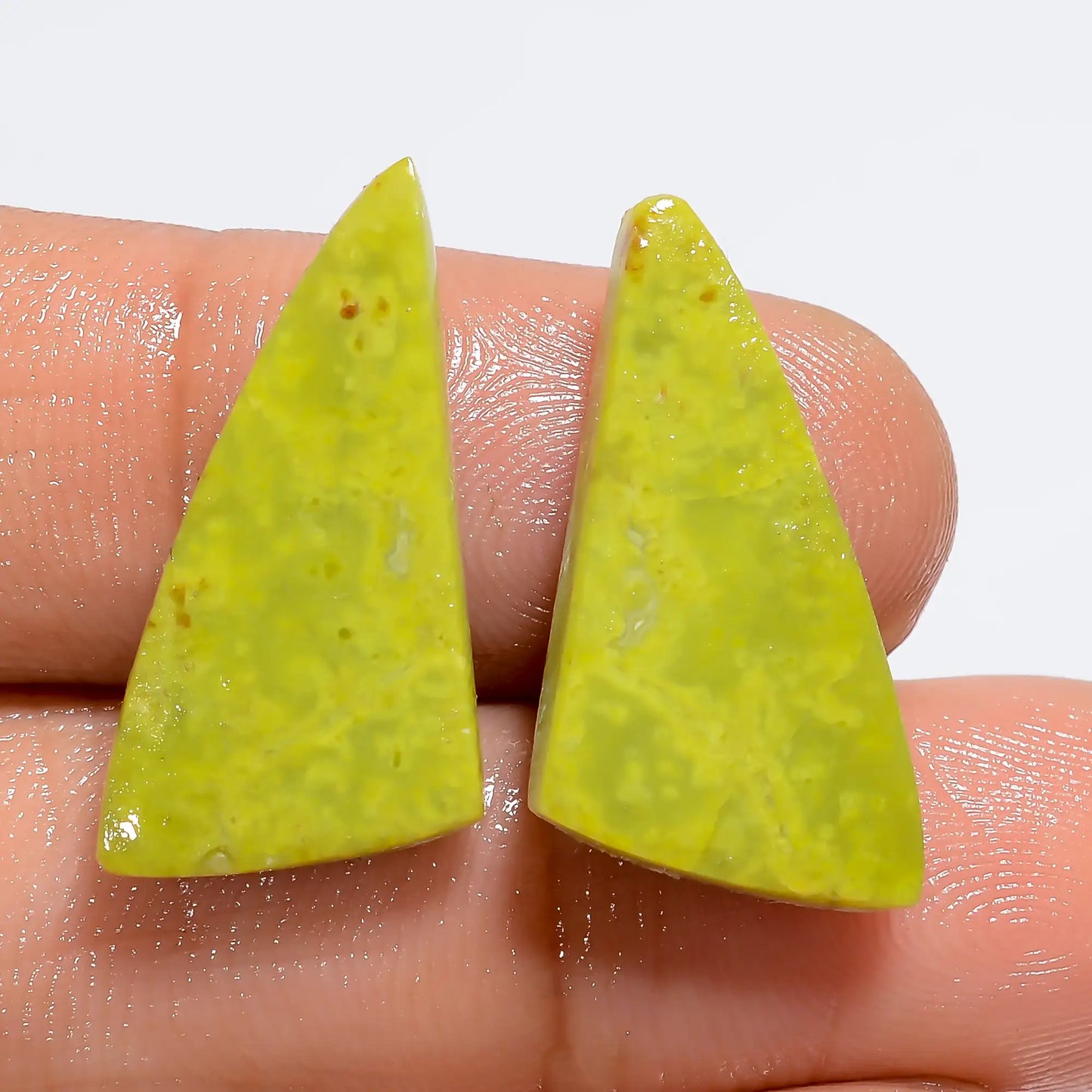 Green Opal Fancy Shape Cabochon Loose Gemstone Pair Natural 12 Ct. 22X11X3 mm V-7280