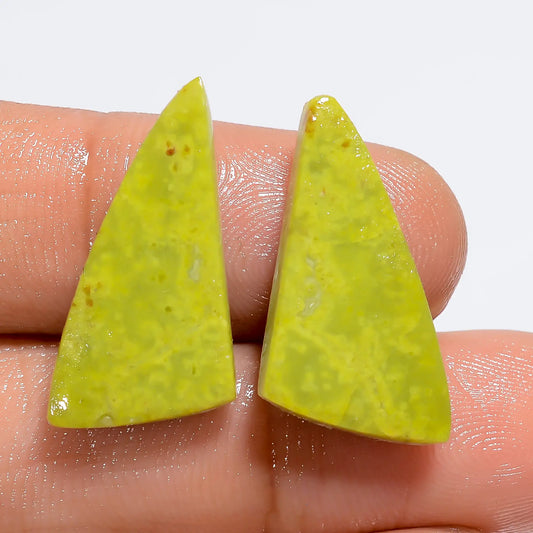 Green Opal Fancy Shape Cabochon Loose Gemstone Pair Natural 12 Ct. 22X11X3 mm V-7280