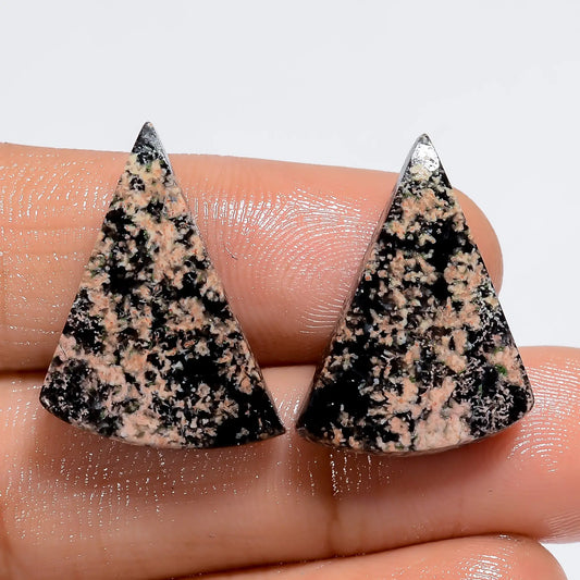 Flower Obsidian Fancy Shape Cabochon Loose Gemstone Pair Natural 19.5 Ct. 19X15X3 mm V-7293
