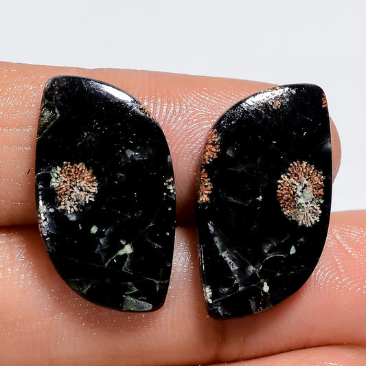 Flower Obsidian Fancy Shape Cabochon Loose Gemstone Pair Natural 15 Ct. 23X11X2 mm V-7297