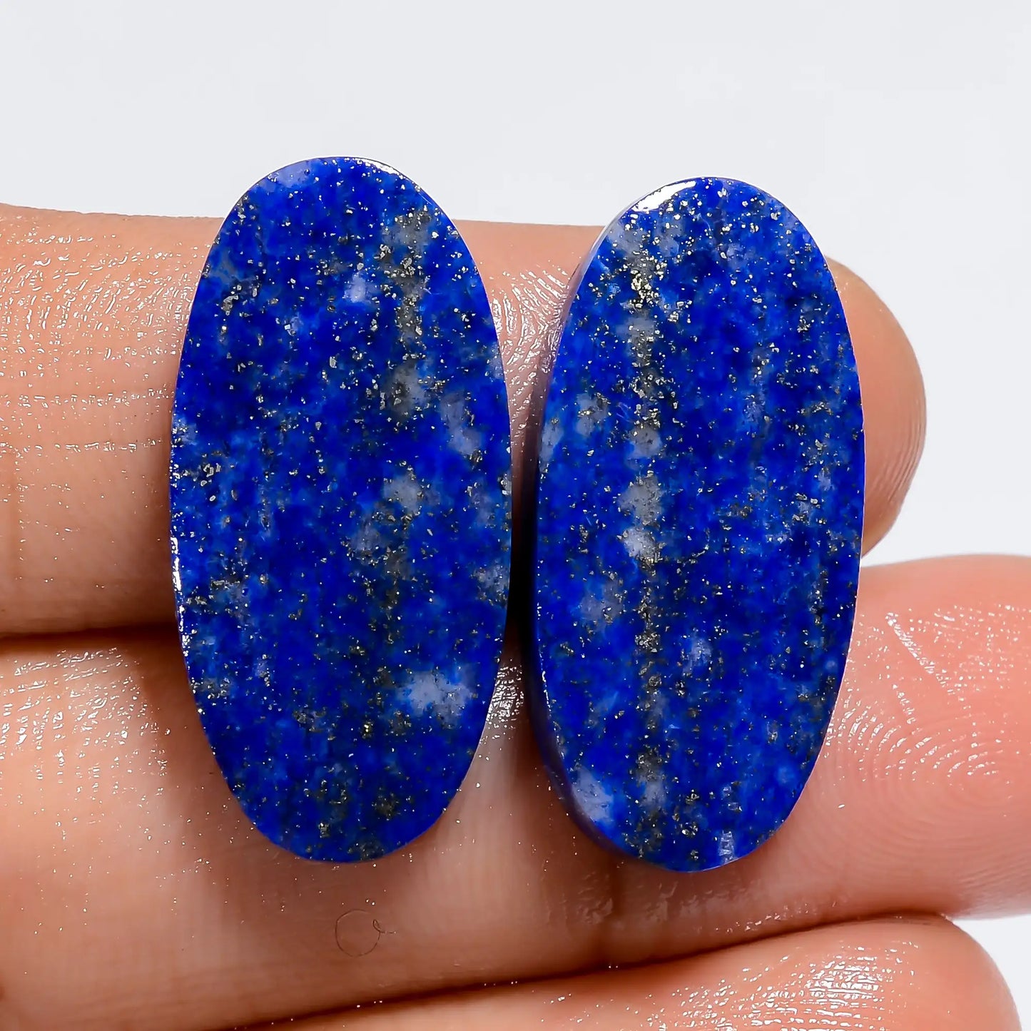 Lapis Lazuli Oval Shape Cabochon Loose Gemstone Pair Natural 27.5 Ct. 24X11X3 mm V-7385