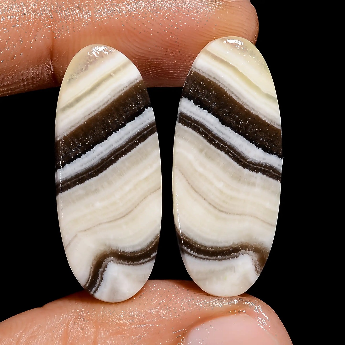 Zebra Jasper Oval Shape Cabochon Loose Gemstone Pair Natural 31 Ct. 29X11X4 mm V-7448