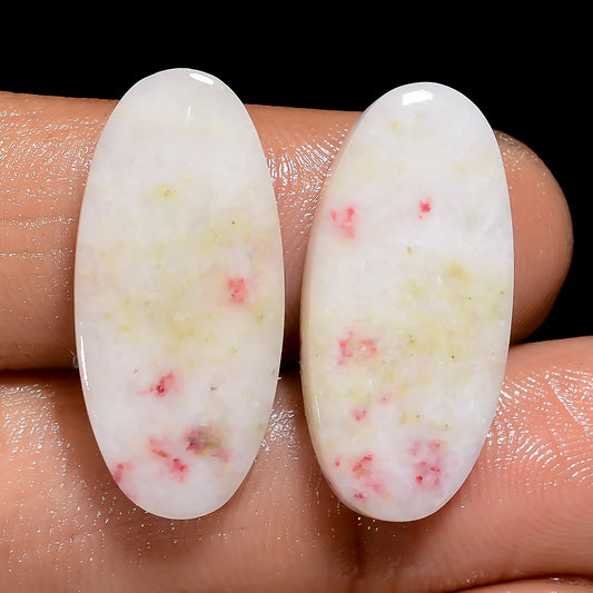 Cinnabar Oval Shape Cabochon Loose Gemstone Pair Natural 16.5 Ct. 23X10X2 mm V-7481