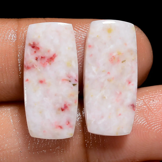 Cinnabar Radiant Shape Cabochon Loose Gemstone Pair Natural 13 Ct. 19X8X2 mm V-7483