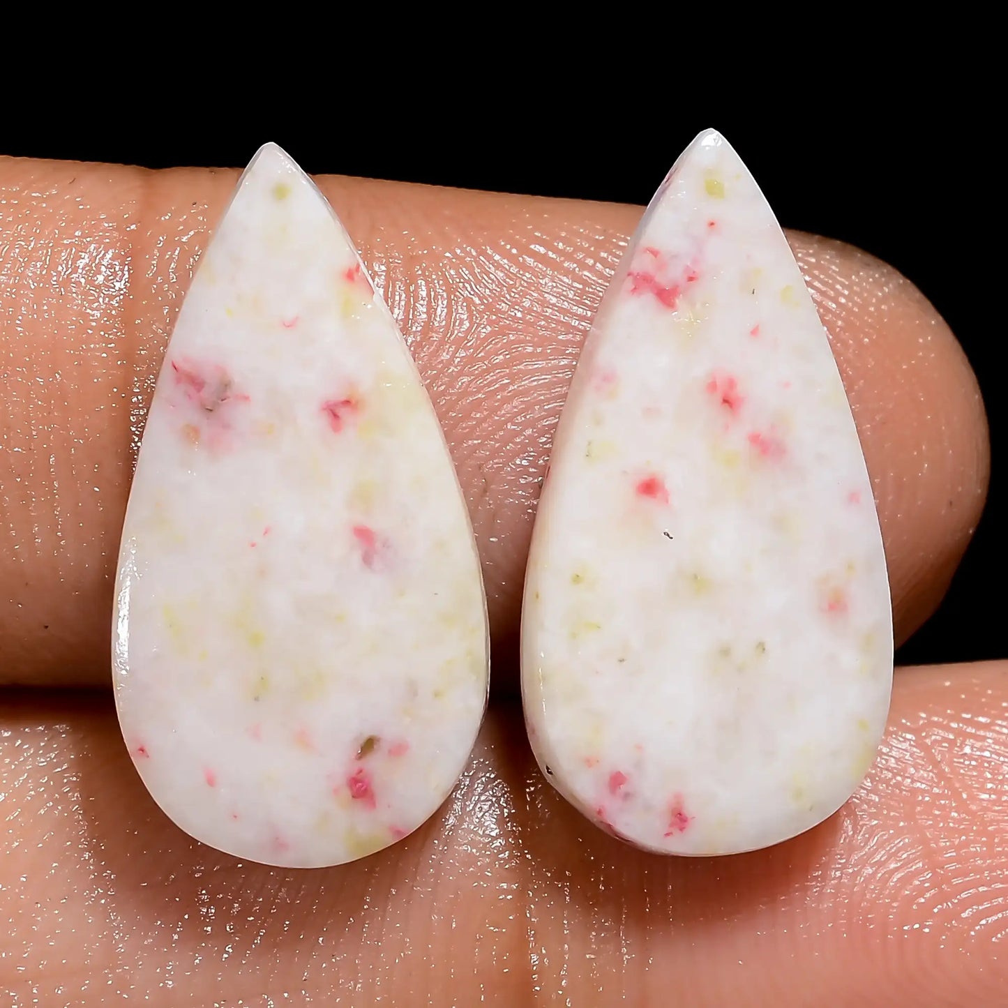 Cinnabar Pear Shape Cabochon Loose Gemstone Pair Natural 11 Ct. 19X9X2 mm V-7484